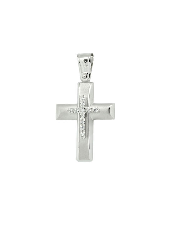 Damen Weißgold Kreuz 14K