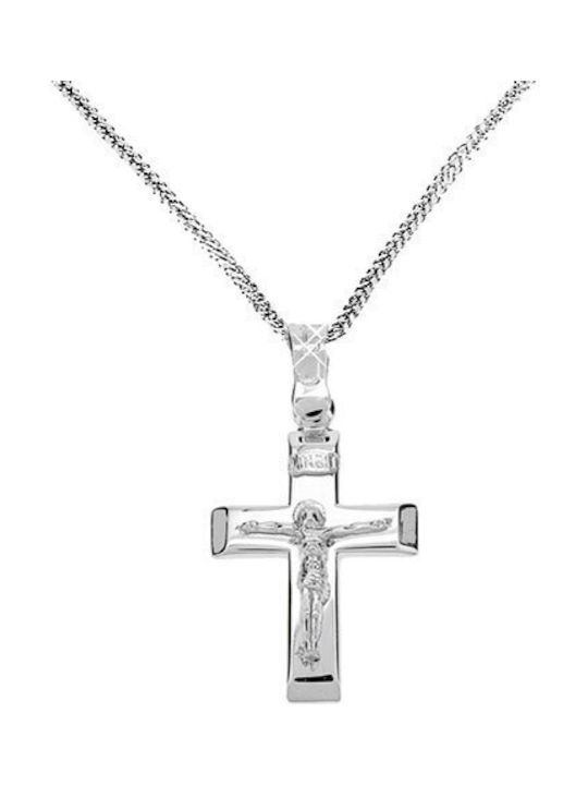 Xrisokosmima Men's White Gold Cross 9K with Chain