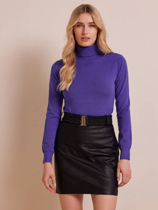 Mind Matter Leather High Waist Mini Skirt in Black color