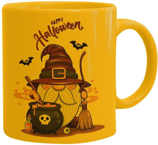 Koupakoupa Happy Halloween (χαλοουίν) Κούπα Κεραμική Κίτρινη 330ml