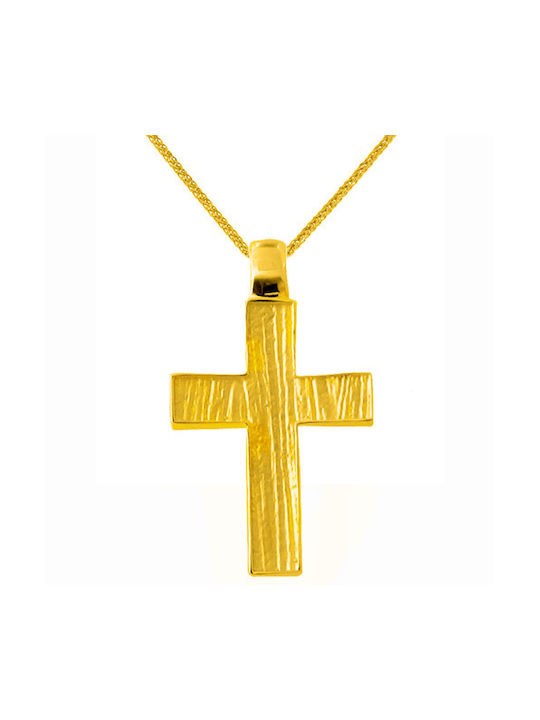 Herren Gold Kreuz 14K mit Kette