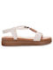 Famous Shoes Women's Flat Sandals Flatforms in White Color