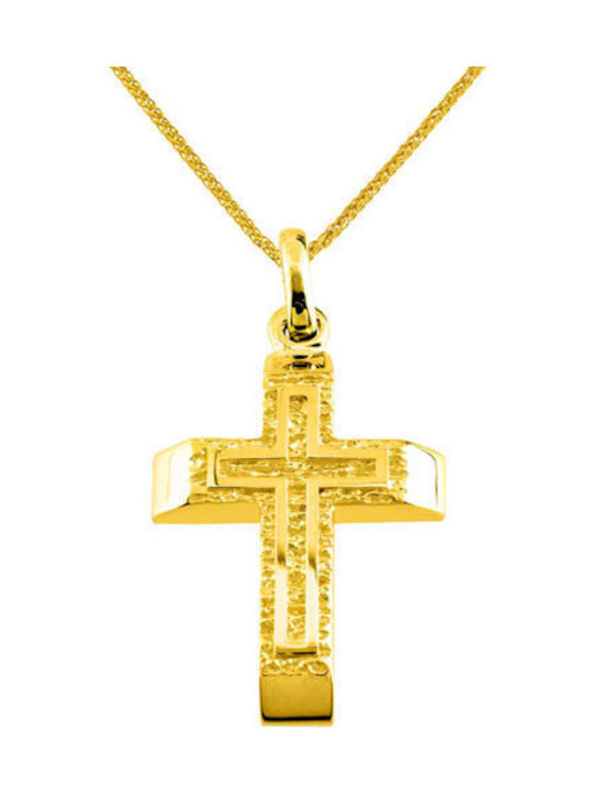 Herren Gold Kreuz 14K mit Kette