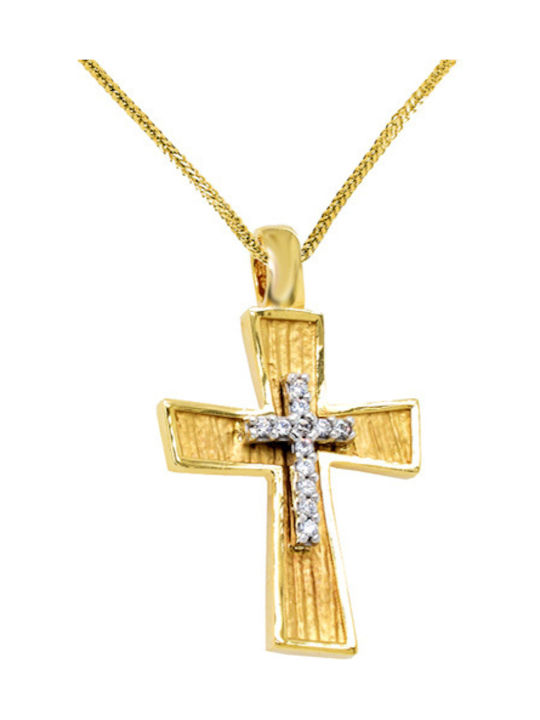 Damen Gold Kreuz 14K mit Kette