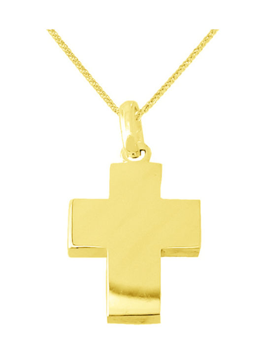 Herren Gold Kreuz 14K mit Kette