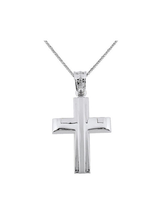 Herren Weißgold Kreuz 14K mit Kette