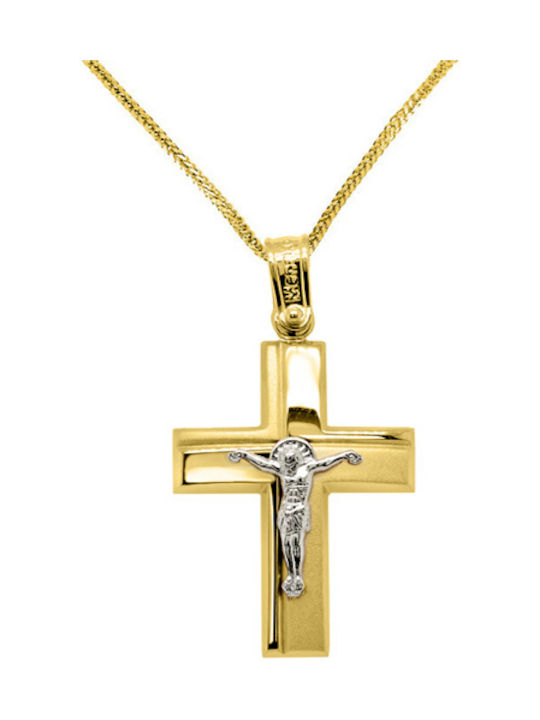 Herren Gold Kreuz 14K mit Kette