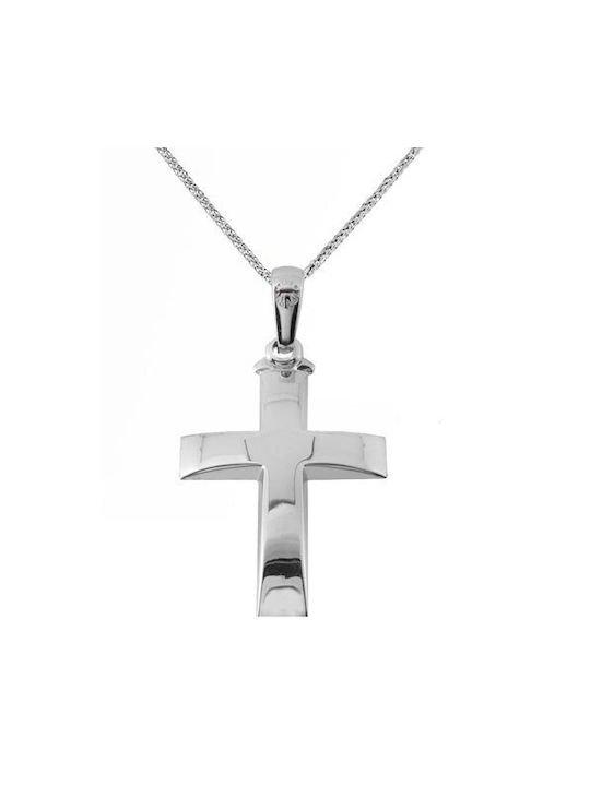 Herren Weißgold Kreuz 14K mit Kette