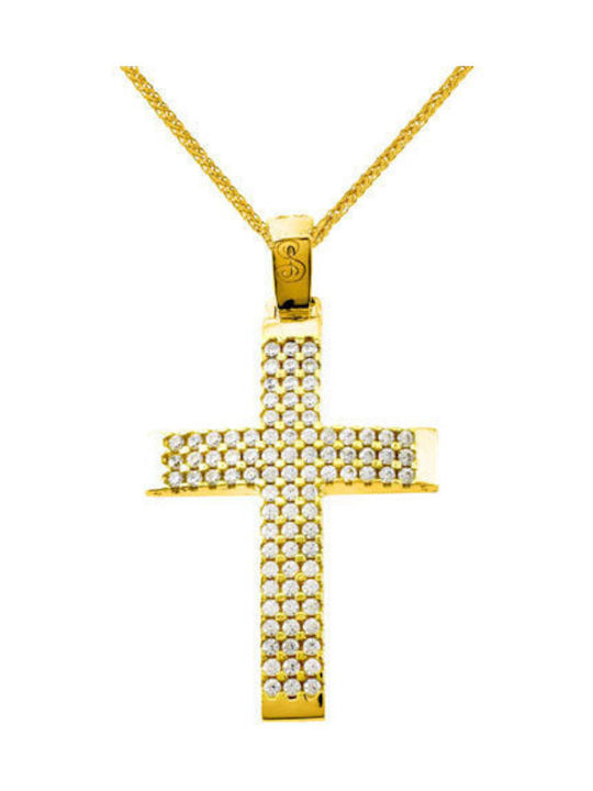 Damen Gold Kreuz 14K mit Kette