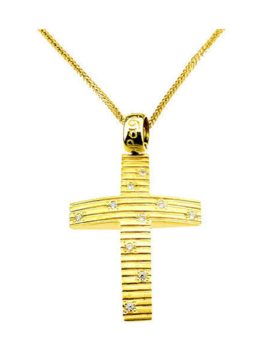 Damen Gold Kreuz 14K mit Kette