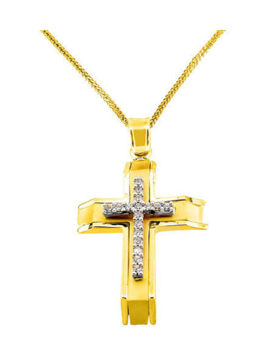 Damen Gold Kreuz 14K mit Kette