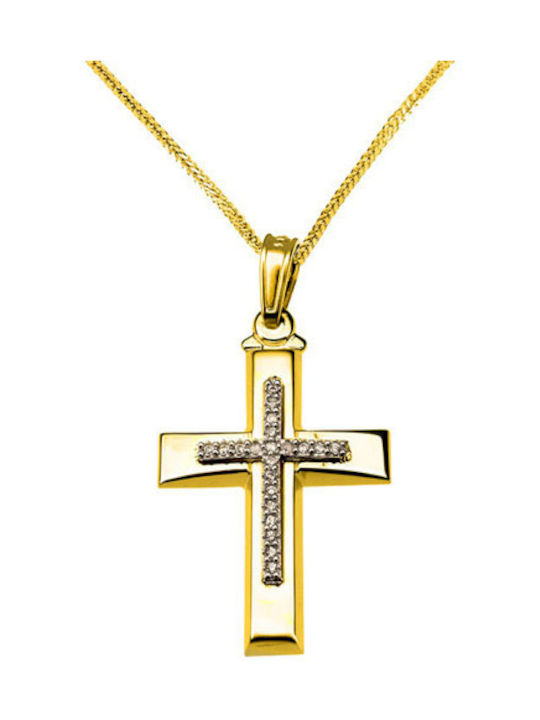 Damen Gold Kreuz 14K mit Kette