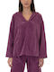 Moutaki Women's Blouse Long Sleeve with Hood Purple