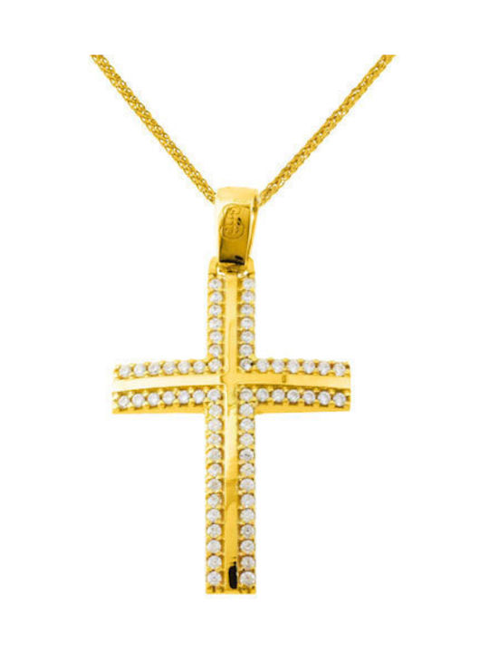 Damen Gold Kreuz 14K mit Kette