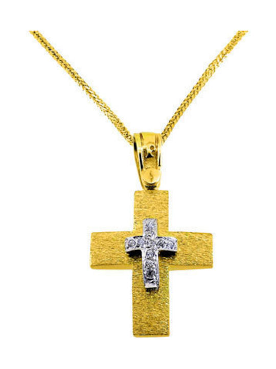 Damen Gold Kreuz 14K mit Kette