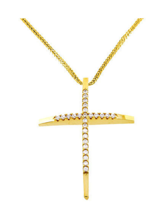 Damen Gold Kreuz 14K mit Kette