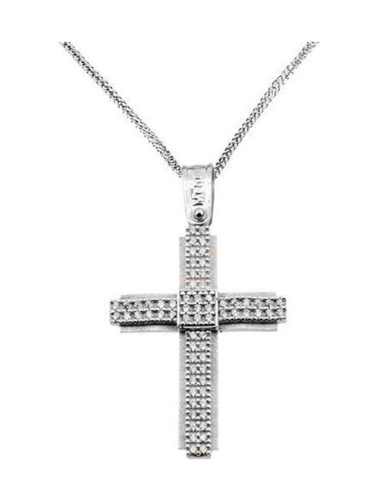 Damen Weißgold Kreuz 14K mit Kette