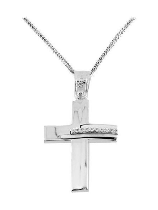 Damen Weißgold Kreuz 14K mit Kette