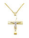 Herren Gold Kreuz 14K mit Kette