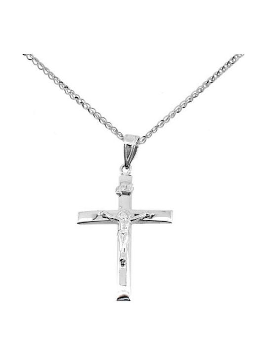 Weißgold Kreuz 14K mit Kette