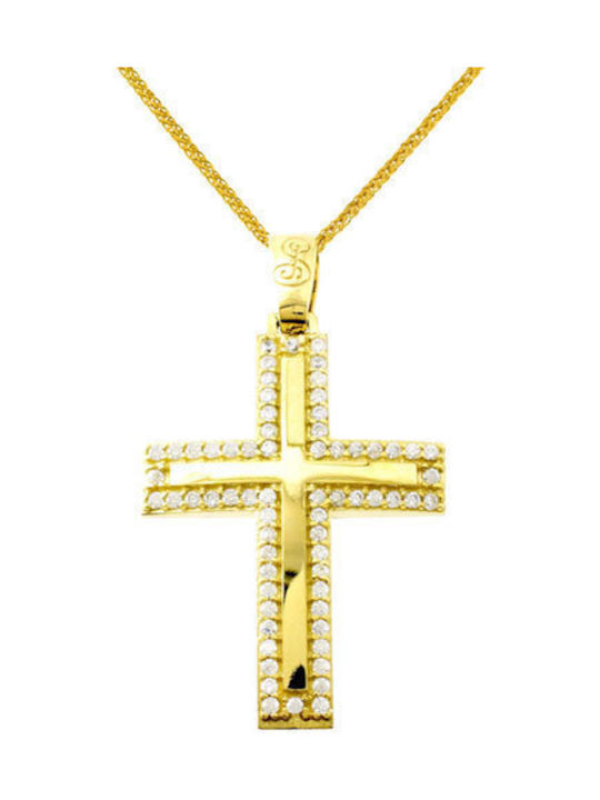 Damen Gold Kreuz 14K mit Kette