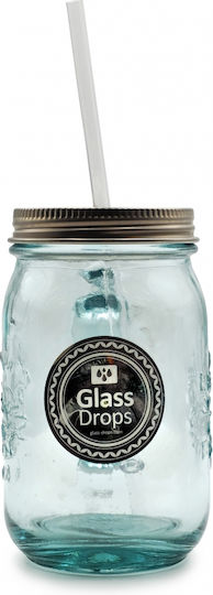 Glass Drops Glas Wasser aus Glas in Grün Farbe mit Strohhalm 550ml Glass Drops Glas Wasser aus Glas in Grün Farbe mit Strohhalm 550ml