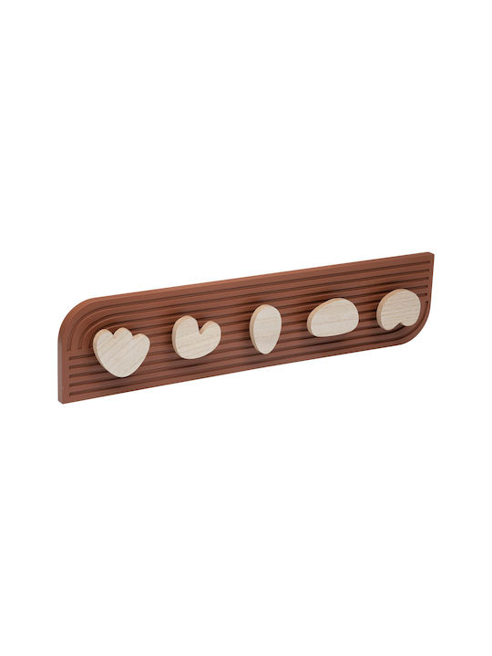 Atmosphera Wall Hanger Olm Wooden 5 Hooks Brown 69x15.8x5cm