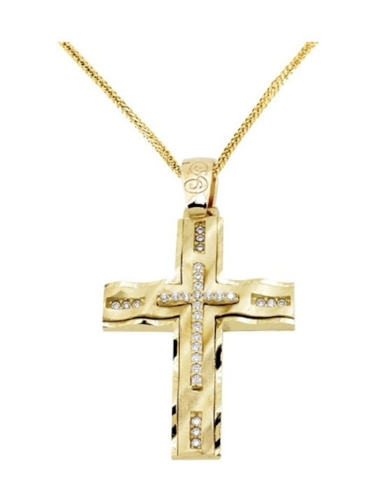 Damen Gold Kreuz 14K mit Kette