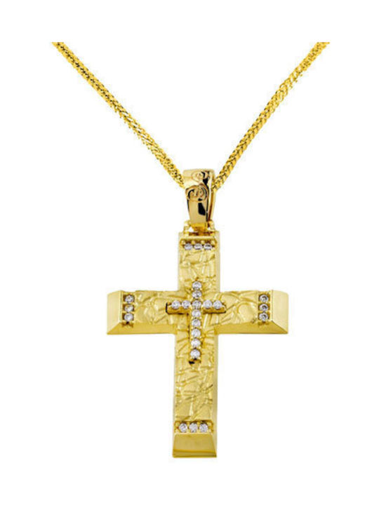 Damen Gold Kreuz 14K mit Kette