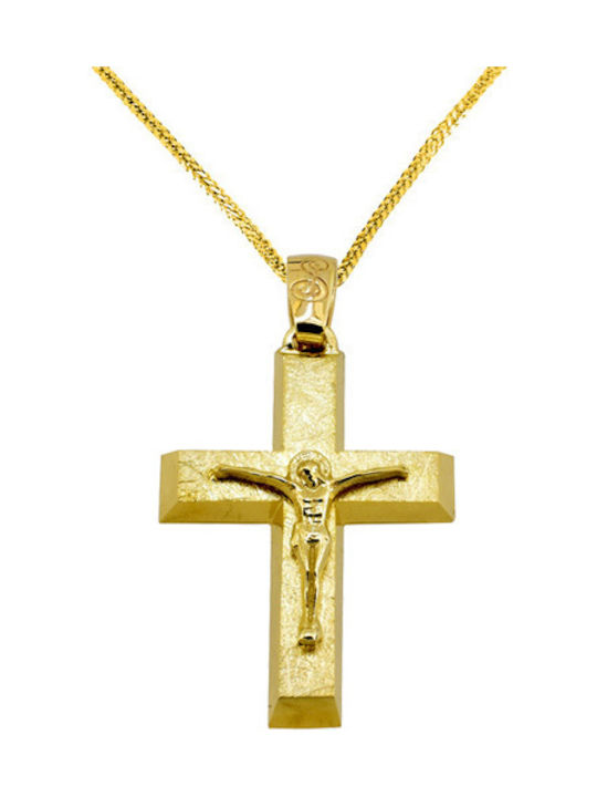 Herren Gold Kreuz 14K mit Kette