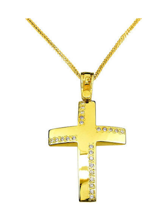 Damen Gold Kreuz 14K mit Kette