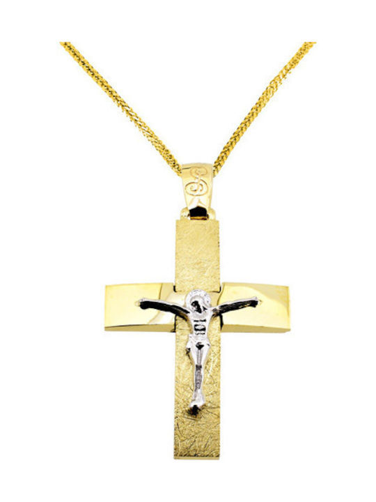 Herren Gold Kreuz 14K mit Kette