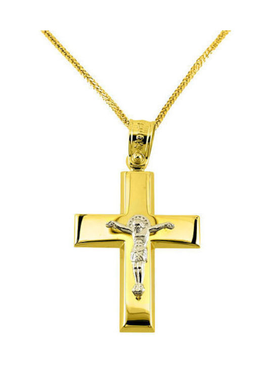 Herren Gold Kreuz 14K mit Kette