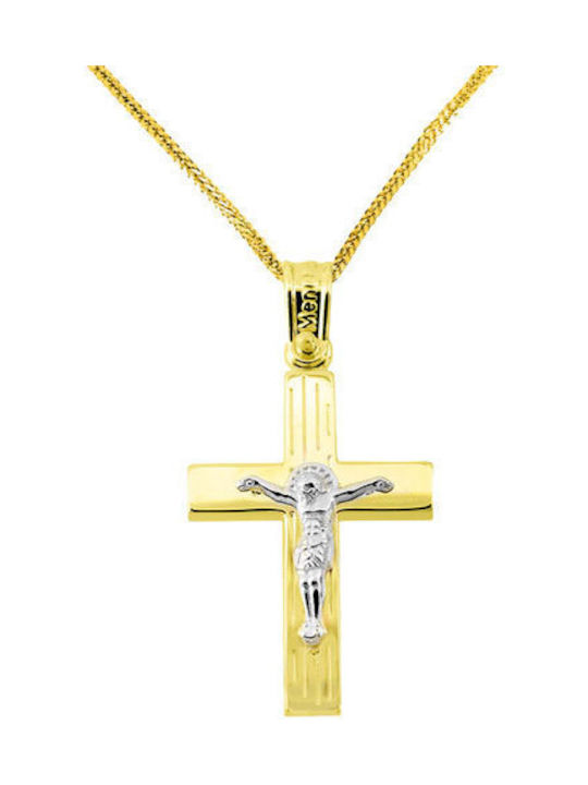 Herren Gold Kreuz 14K mit Kette