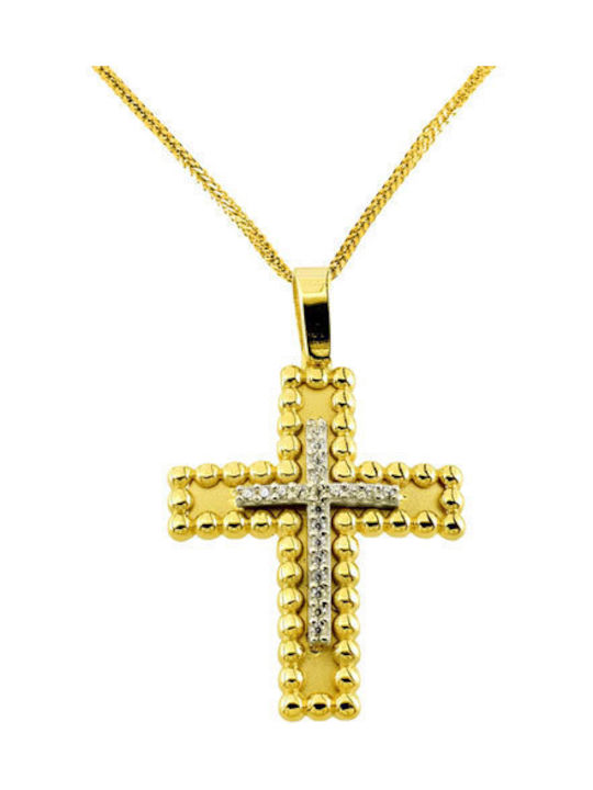 Damen Gold Kreuz 14K mit Kette