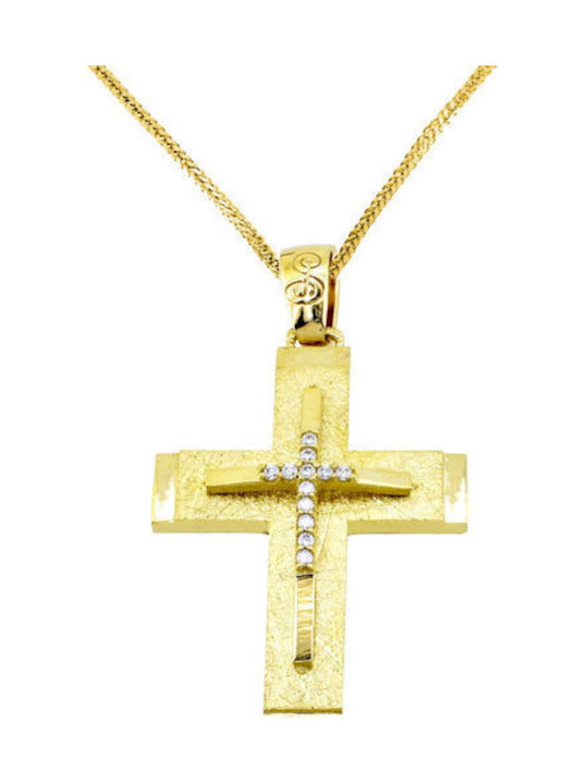 Damen Gold Kreuz 14K mit Kette