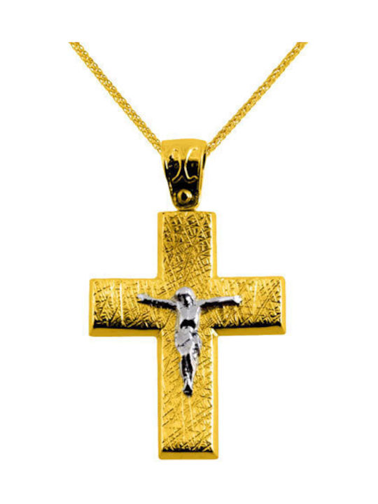 Herren Gold Kreuz 14K mit Kette