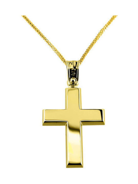 Herren Gold Kreuz 14K mit Kette