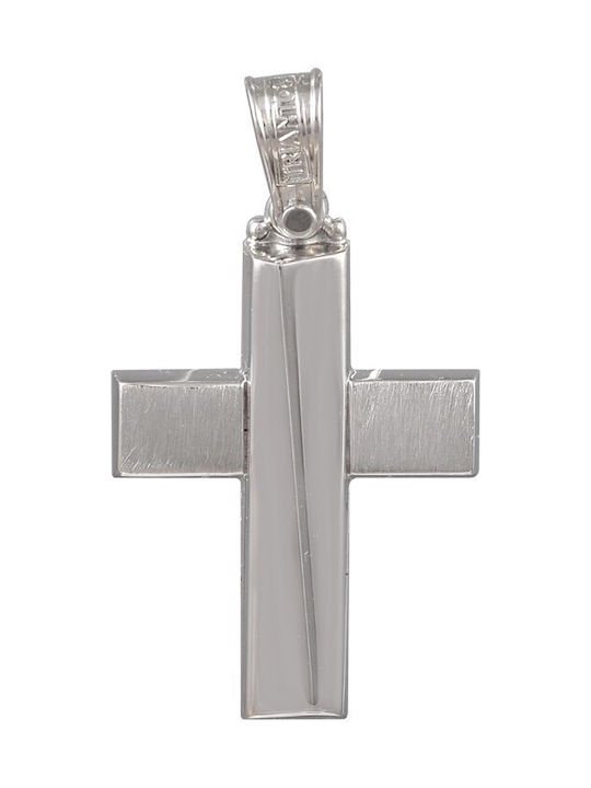 Men's White Gold Cross 14K