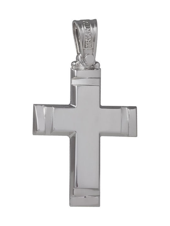 Men's White Gold Cross 14K