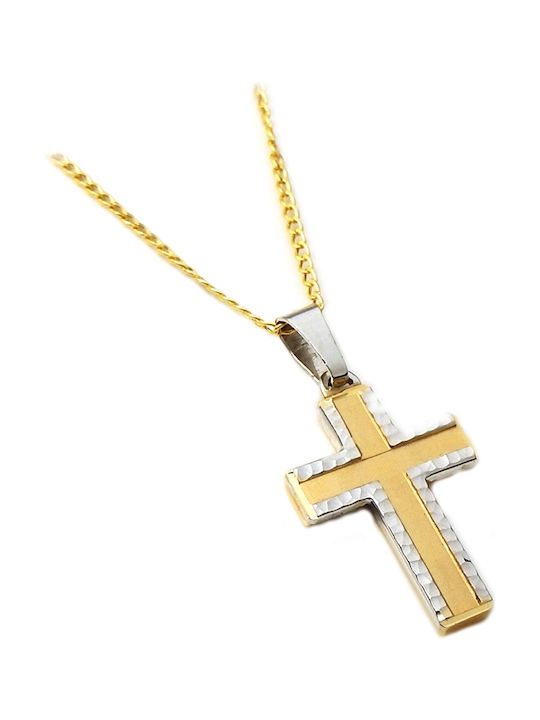 Polytimo Men's Gold Cross 14K with Chain