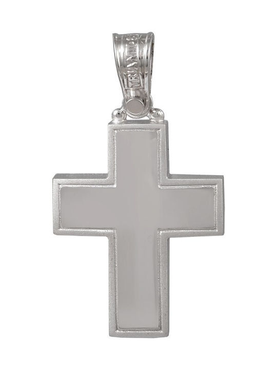 Men's White Gold Cross 14K