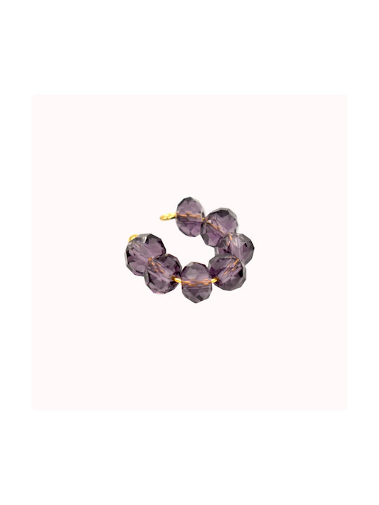 Naya Jewelry Μονό Σκουλαρίκι Cuff από Ατσάλι με Πέτρες Μωβ