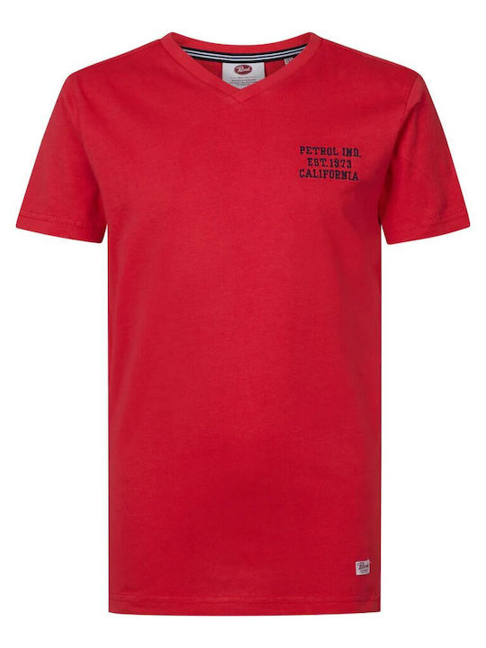 Petrol Industries Men's Short Sleeve T-shirt with V-Neck Red