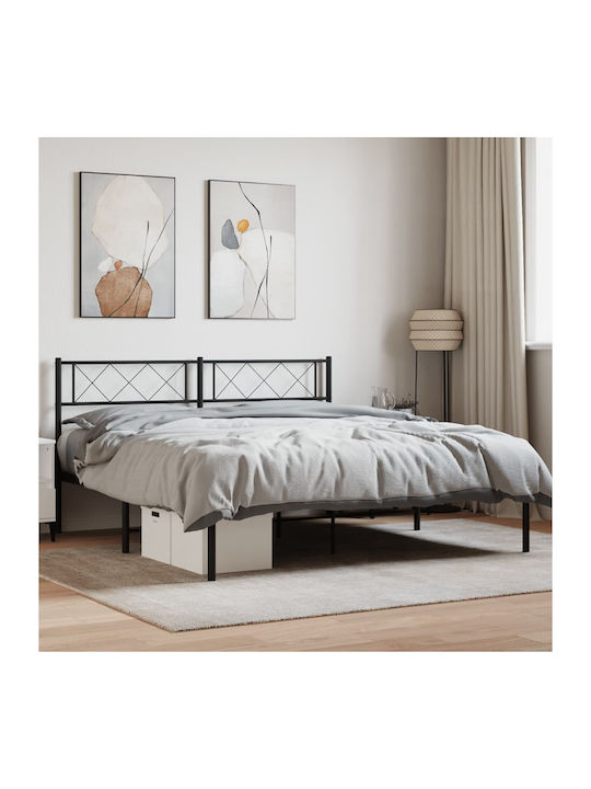 Κρεβάτι Διπλό Μεταλλικό Μαύρο με Τάβλες για Στρώμα 150x200cm