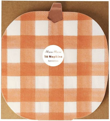 Χαρτοπετσέτες Gingham Orange 16.5x15.2cm. 16Stück