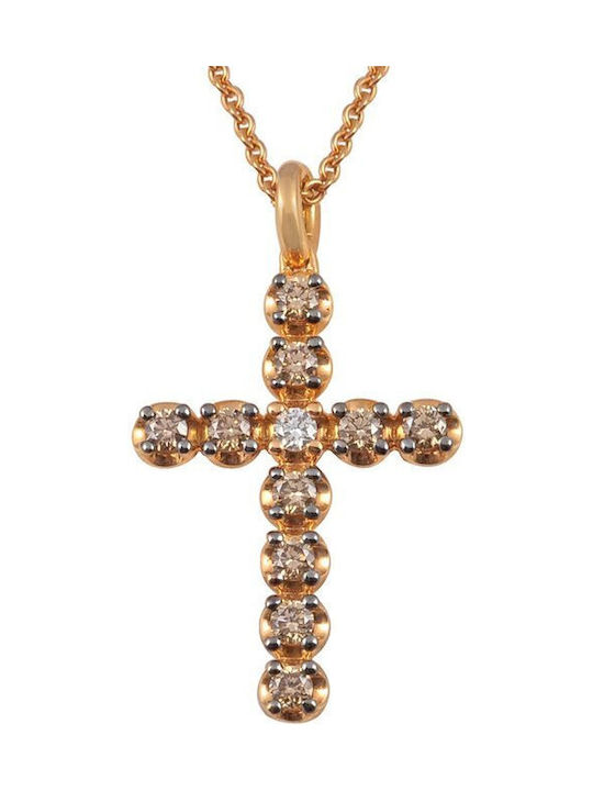 Savvidis Roségold Kreuz 18K mit Kette