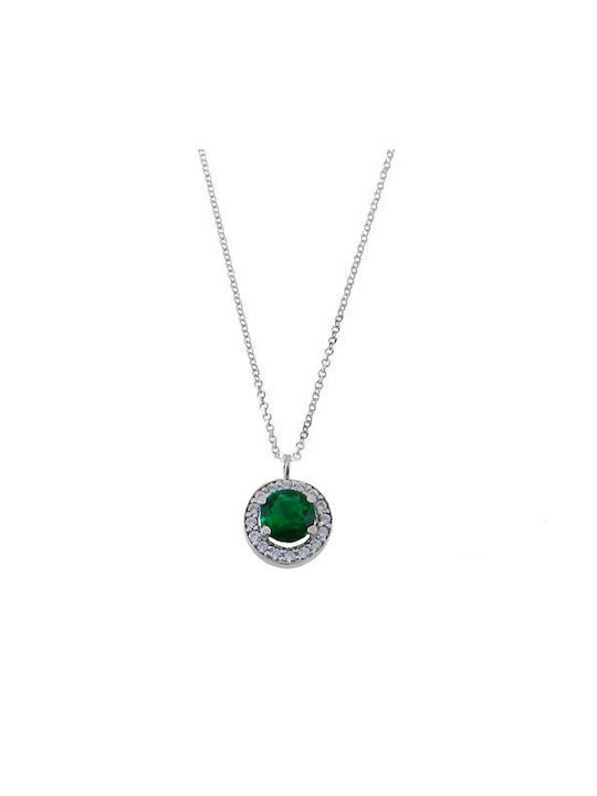 Necklace from White Gold 14K with Zircon