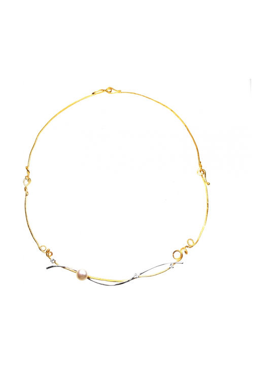Polytimo Halskette aus Gold 14K mit Perlen