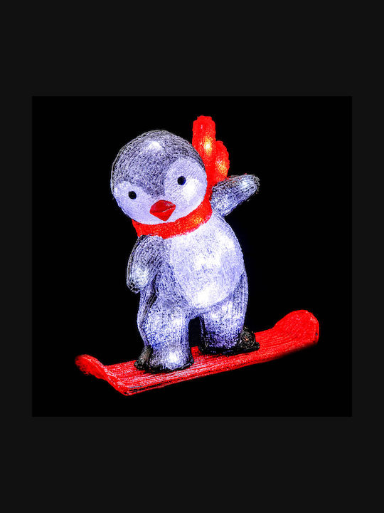 Illuminated Christmas Plastic Figure Penguin Transparent Height 32.5cm